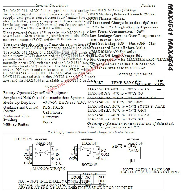 10 قطعة/الوحدة MAX4541EUA UMAX8 MAX4541 4541EUA في الأسهم