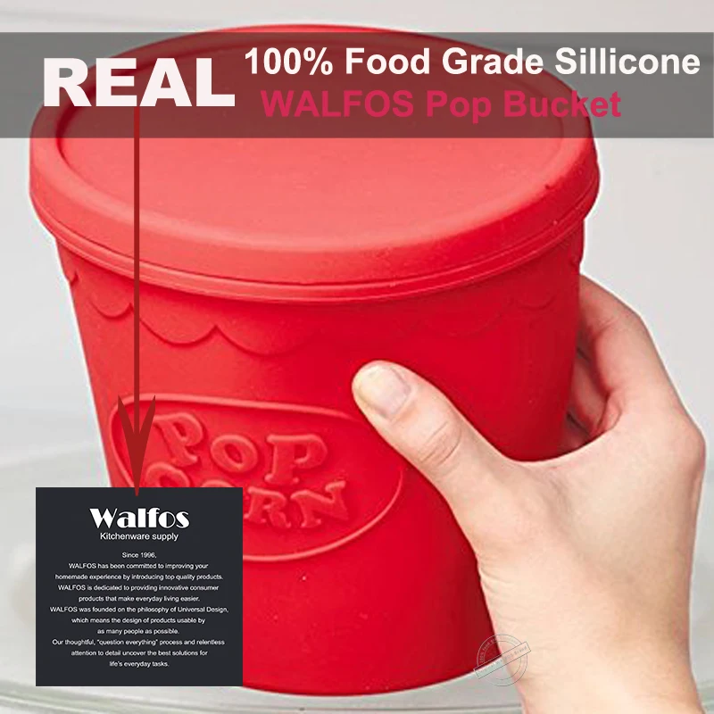 WALFOS FOOD GRADE Silicone Popcorn Container  DIY Silicone Microwave Popcorn Maker Bucket  As Seen On TV