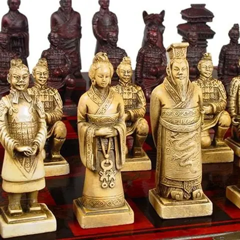 Collection old bone carving chess, 