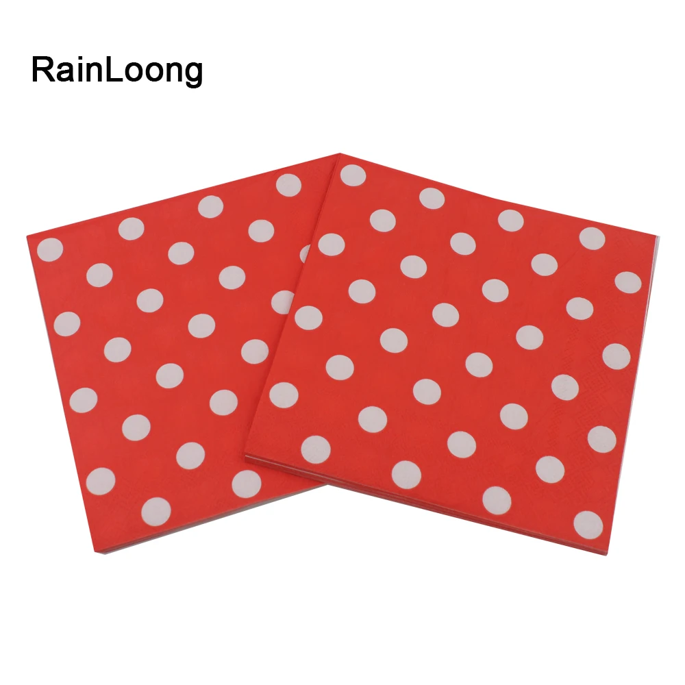 [RainLoong]  Polka Dot Paper Napkin Para Festas & Party Tissue Cartoon Supply Party Decoration Paper 33*33cm 1 pack