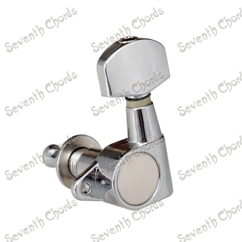 Set tuner pasak penyetel senar gigi tertutup tombol persegi kecil krom kepala mesin untuk bagian Aksesori Gitar