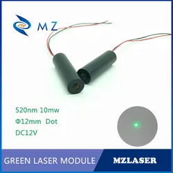 12VDC 12mm 520nm 10mw 녹색 레이저 산업용 등급 APC 구동 녹색 점 레이저 모듈