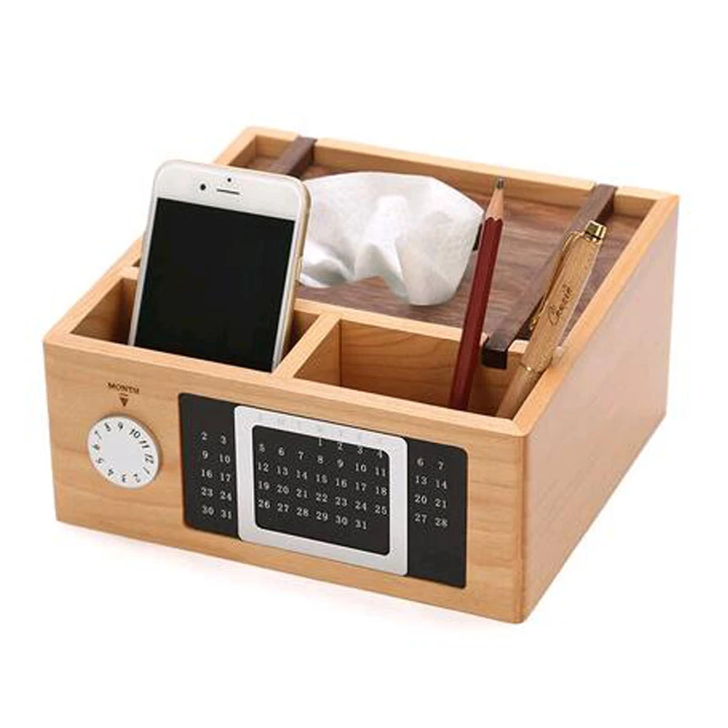 

Office Pen Holder With Calendar Wooden Pen Pot Desk Week Organizer Pencil Stand Korean Hand Tissue Box Style Pen Stands Day