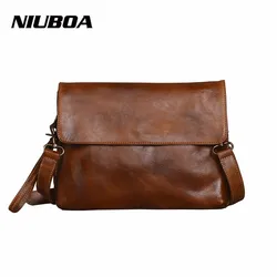 Ipc PromotionVintage Cowhide Messenger Bag Luxury Retro 100% Genuine Leather Handbags Woman Unisex Female Mid Size Shoulder Bags