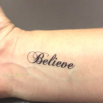 Waterproof Temporary Tattoo Sticker "Believe" English letter alphabet tatto stickers flash tatoo fake tattoos for girl