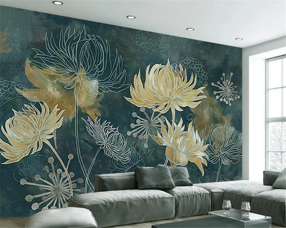 

Beibehang Custom Wallpaper European Style Retro Arts Flower Pastoral Living Room TV Wall wallpaper for walls 3 d papel de parede