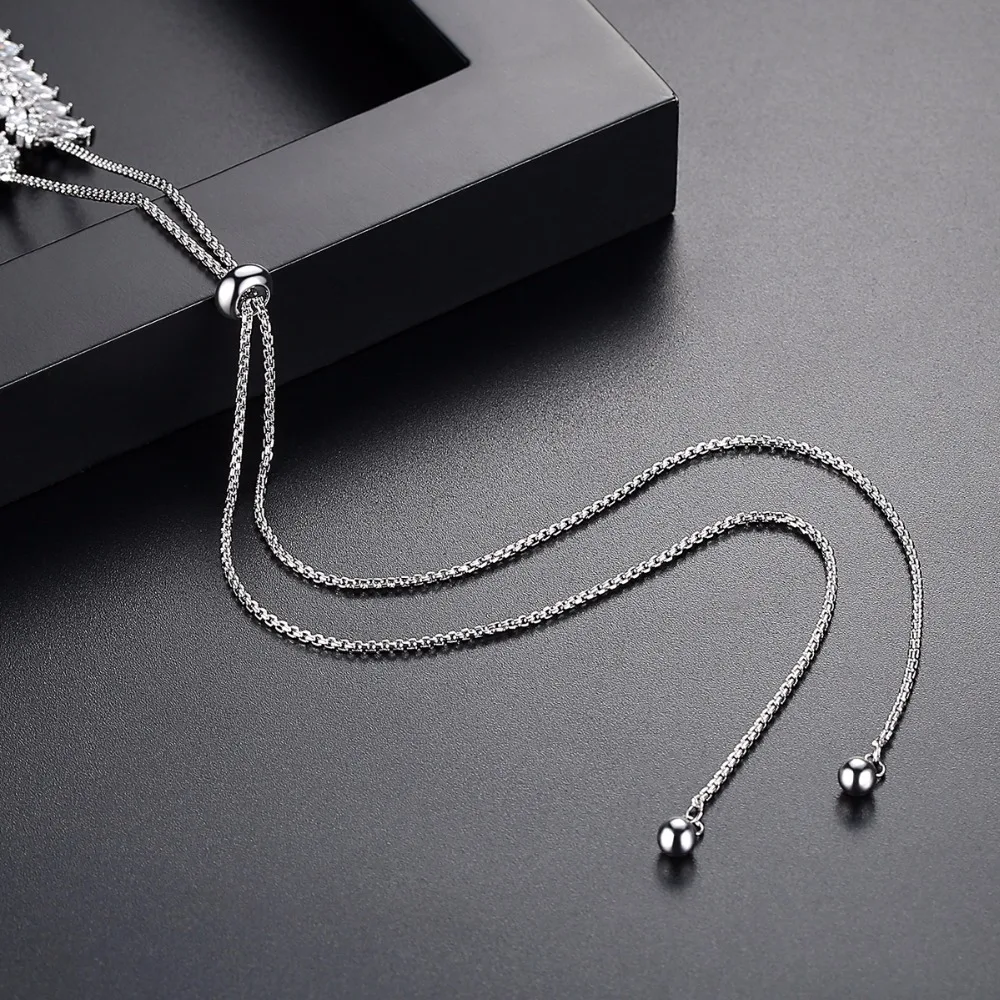 LUOTEEMI Popular Vintage Necklace for Women Wedding Party Luxury Shining CZ Adjustable Round Bone Chain Choker Christmas Gift