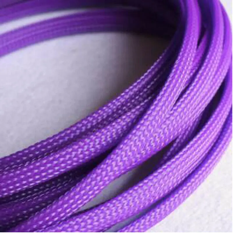 1-50M Tuleje kablowe 3-25mm Fioletowa siatka z wężowej skóry Drut chroniący Nylon Obcisłe PET Rozszerzalna izolacja Płaszcz Plecione rękawy