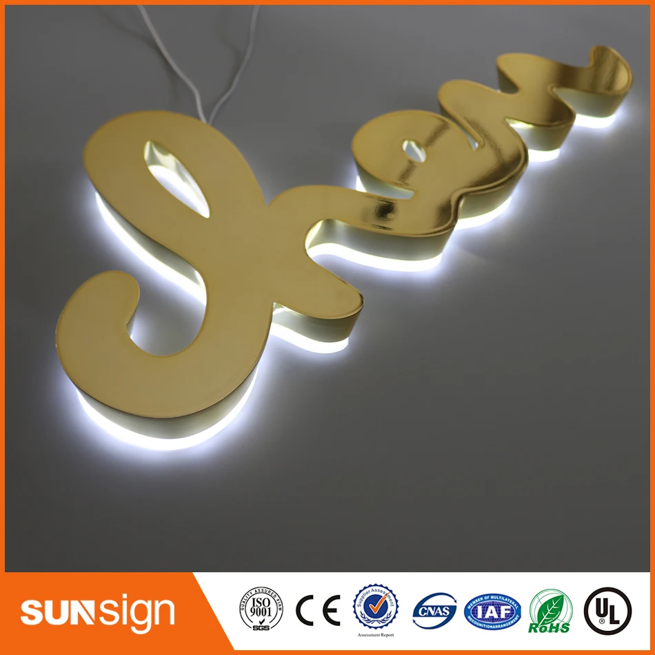 Sunsign impermeable LED halo iluminación acrílico letra del alfabeto de luz led