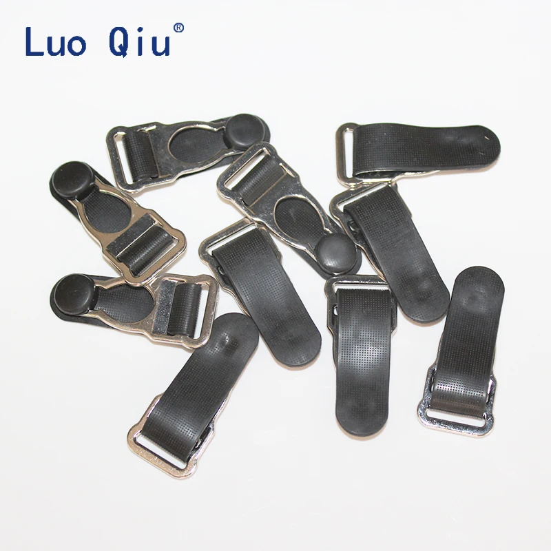 100pcs/lot 14mm DIY sock buckle sexy underwear clip garment trimming Silver Metal+Black PP buckle for garment accessories