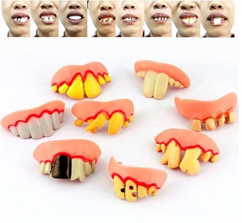 5 pcs Halloween Decoration Funny Joke Tooth C Rotten Teeth Party Bags Fancy Dress Creative Prank Horror Toys Funny Gadgets