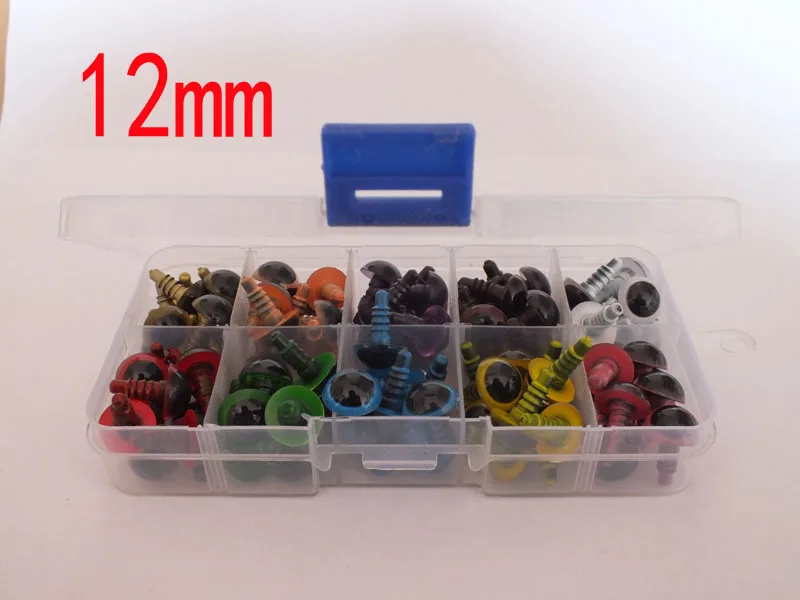 Gratis Verzending! 100Pcs 10 Kleur 12Mm Gemengde Veiligheid Kleur Ogen Met Doos Met Wahser