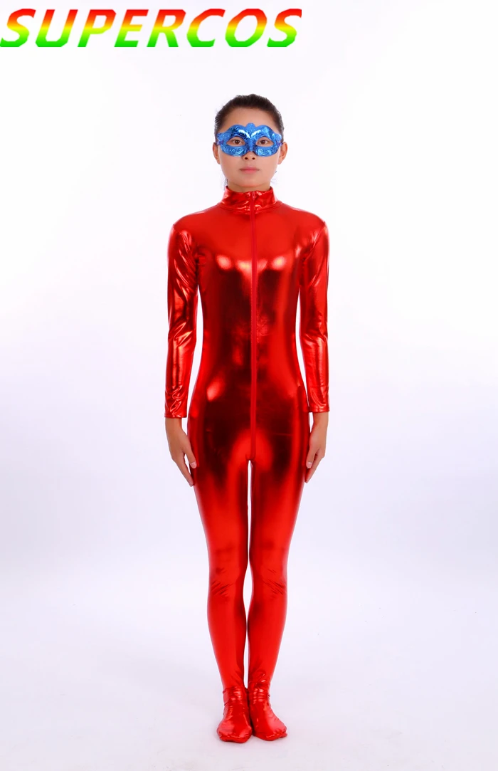 High Quality Halloween Carnival Party Red Gelatinized Zentai Tights DJ Stage Show Suit Halloween Cosplay Costume