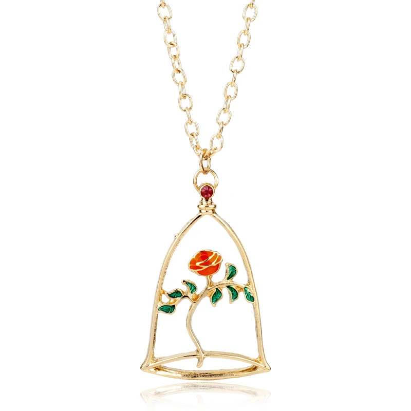 dongsheng Fairy Tale Victorian Jewelry Beauty and The Beast Necklace Pendants For Women Jewelry Valentine's Day Gift -30