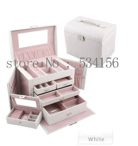 Free shipping Large 4 layer space luxury  white  jewelry box,earrings necklace pendant  jewelry display shelf packing gift box