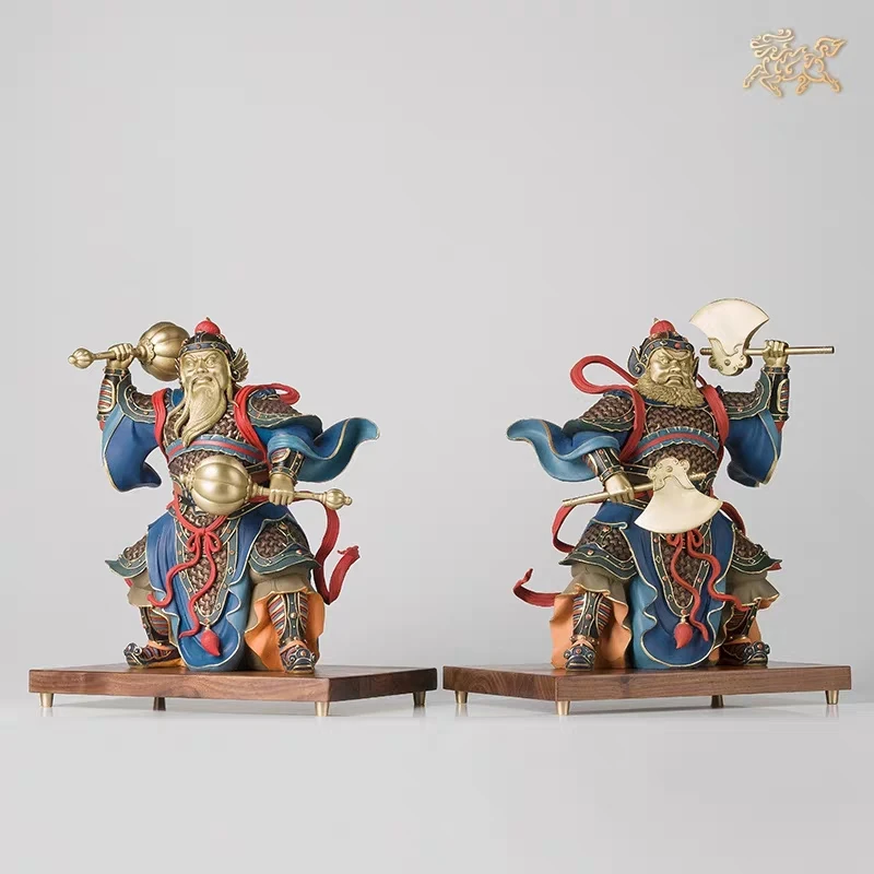 Full-copper Decoration Copper Handicraft of Double Home Decoration of Chinese Traditional Goddess Door and God