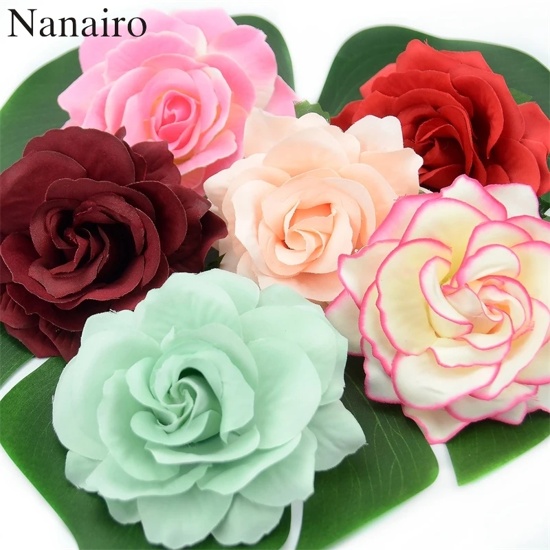 10pcs Large 10cm Artificial Rose Silk Flower Heads For Wedding Decoration DIY Scrapbooking Wreath Gift Box Craft Fake Flowers