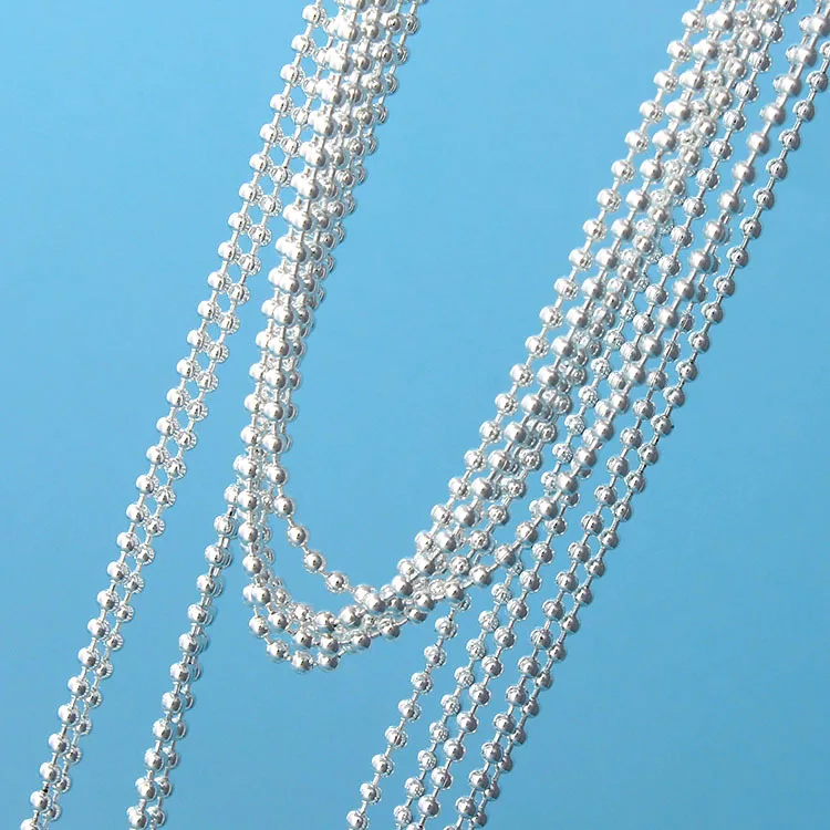 Cheap Silver Plated Chain Wholesale Silver-Plated Ball Beads Chain For Pendant Women 16 18 20 22 24 26 28 30 Inch Chain Necklace