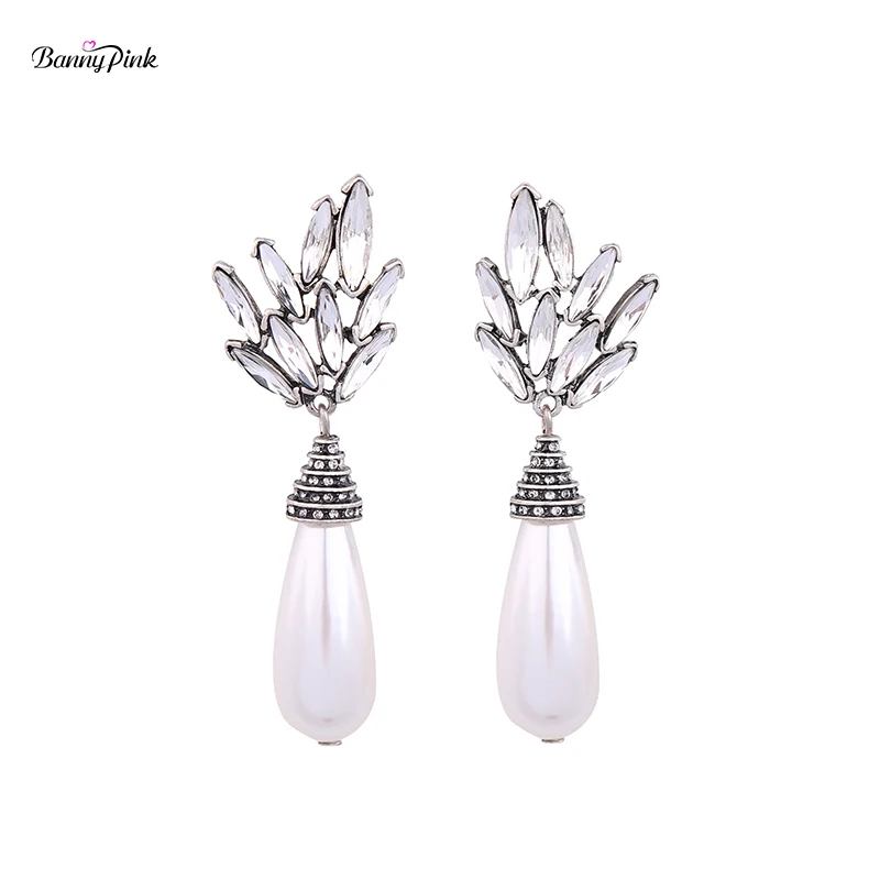 Banny PinK Vintage Statement Studs Earrings For Women Elegant Imitation Pearl Pendant Post Earrings Fashion Jewelry Pendientes