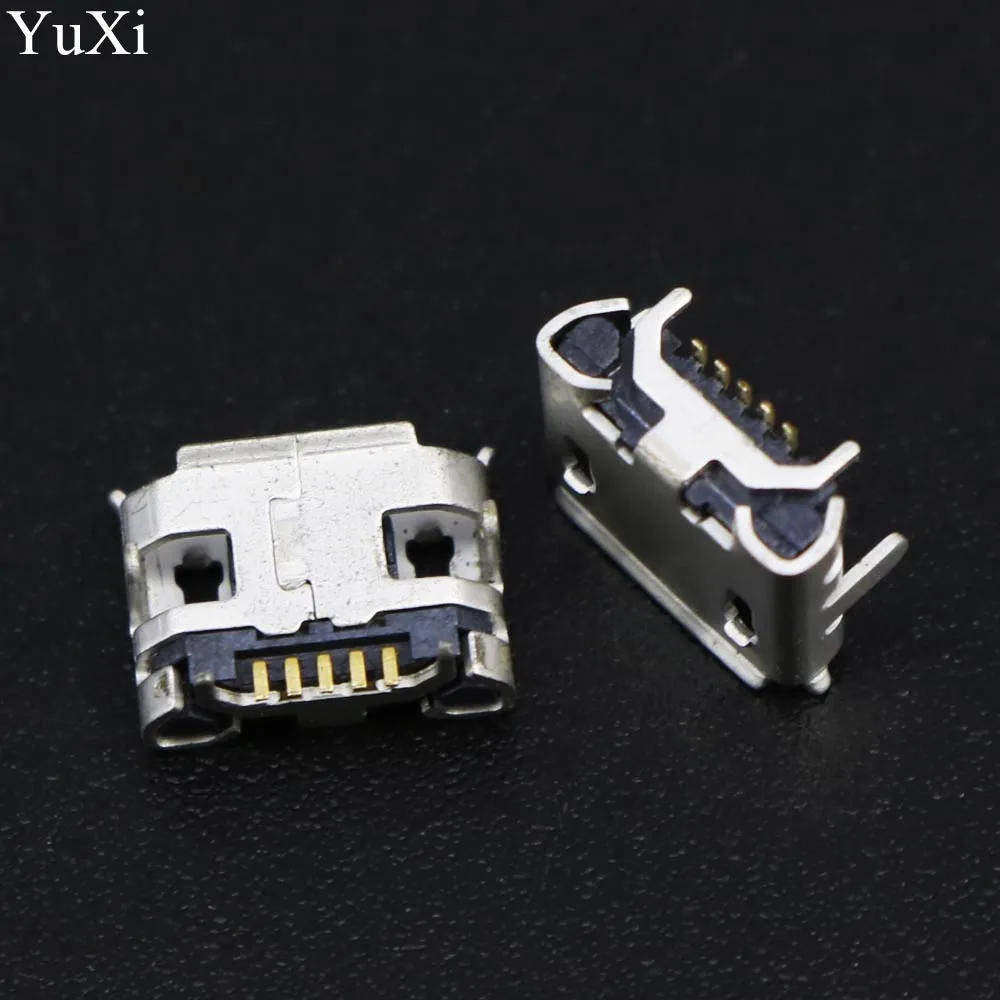 YuXi 100 pcs micro USB 5pin jack Ox horn cztery nogi płyta gniazdo gniazdo żeńskie złącze USB wół róg krótki igła mini usb