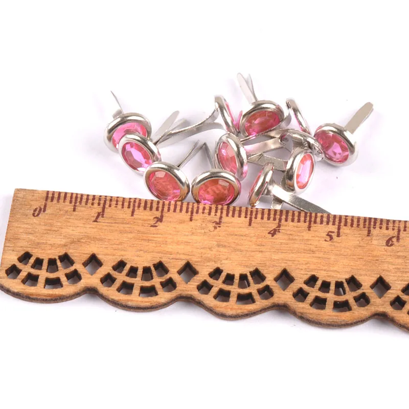 50PCs Mixed Rhinestone Round Brads Scrapbooking Embellishment Fastener Brads Metal Crafts For shoes Decoration 8.5X15mm CP1115