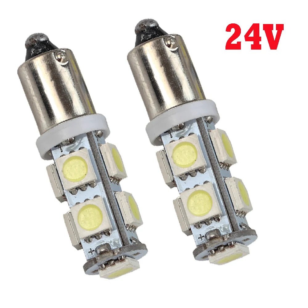 YSY 100Pcs/Lot Auto LED bulbs ba9s 9SMD 5050 T4W 9LED White 24V Interior External lights for Truck