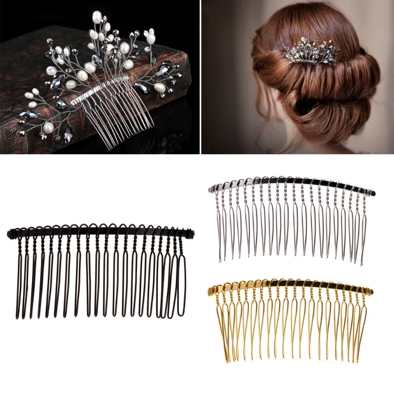 JAVRICK DIY Blank Metal Hair Clips Wedding Veil Side Comb 20 Teeth Bridal Hair Accessories