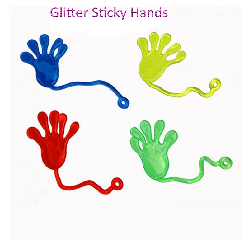 50PCS/lot Novelty Glitter Sticky Hands Gags Toys Funny Gadgets Kids Baby Practical Jokes Toys Party Prank Gifts For Children