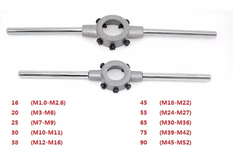 Die Wrench for Hand Using Steel Circular Die Handle Stock / Holder / Wrench M16 M20 M25 M30 M38 M45 M55 M65 M75 M90 M105 M120