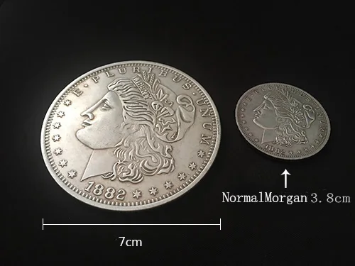 Jumbo Morgan Dollar (7cm) Magic Tricks Magician Close Up Street Illusions Props Accessories Appearing Vanishing Coin Magia