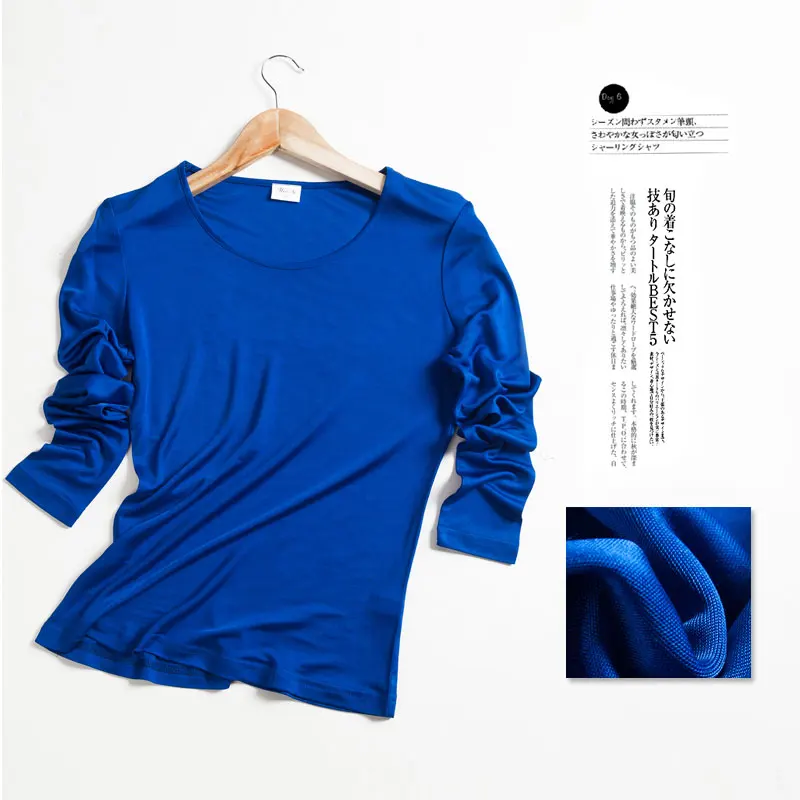 Female High-end Silk Knitting Silk Classic Long Sleeved T-shirt 100% SILK