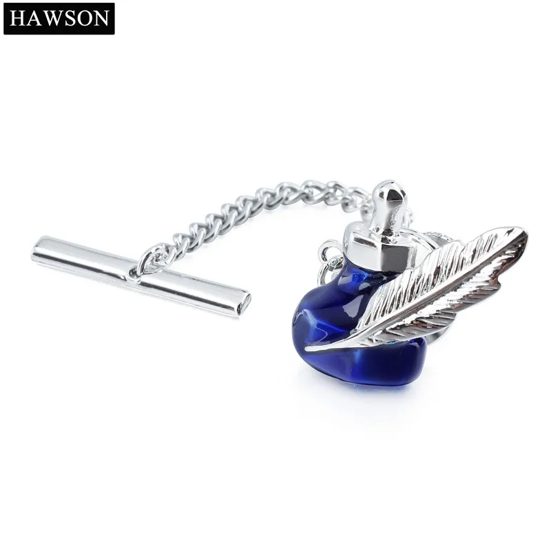 Cute Blue Ink Bottle Mens Tie Tack Pin Safety Locking Back Clutch Fashion Male Tool Jewelry Accessory Tie Chain