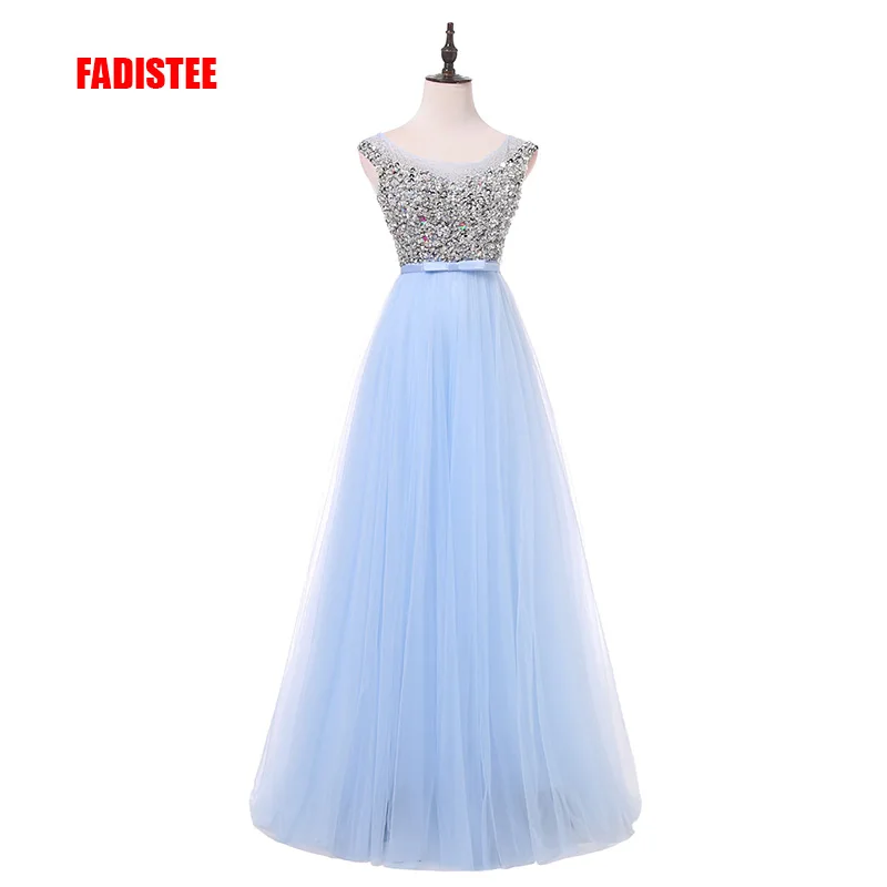 

FADISTEE New arrival luxury long style dresses bling beading tulle evening dresses prom party crystal pearls floor length