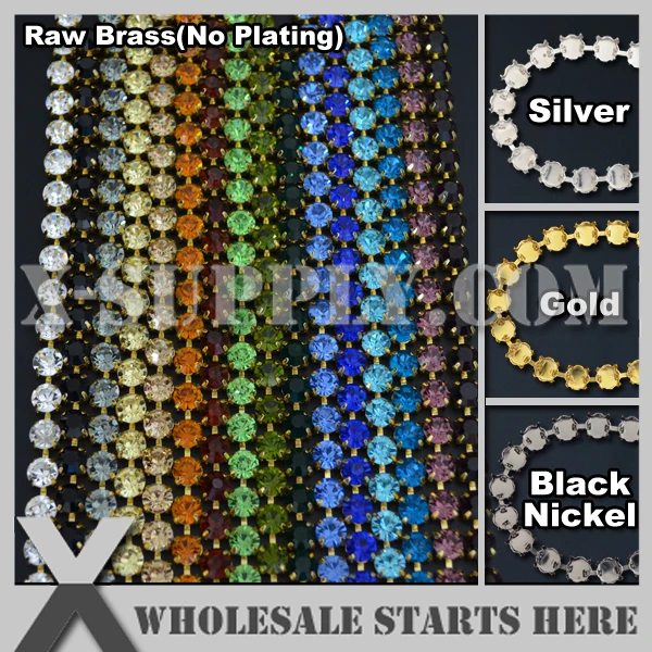 

(5yards/lot) SS38 8mm Round Rhinestone Cup Chain, Mixed 5 Colors Each Color One Yard, 16 Colors Available