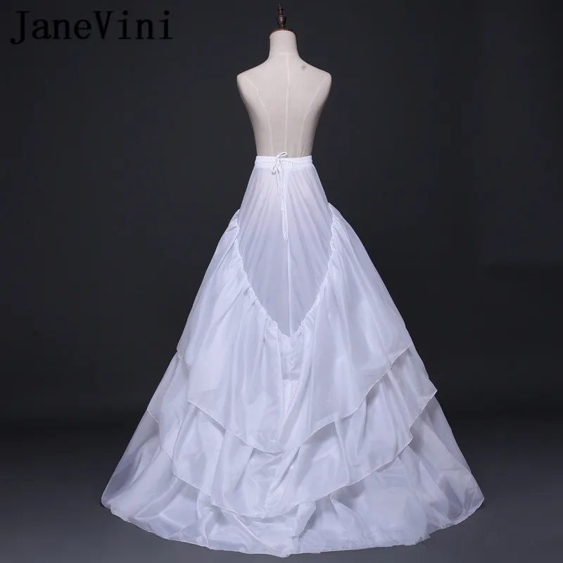 JaneVini Erwachsene A Line Petticoat Weiß Bodenlangen Unterröcke Hochzeit Kleider Jupon Lolita 2 Hoops 3 Schichten Hochzeit Petty Mantel