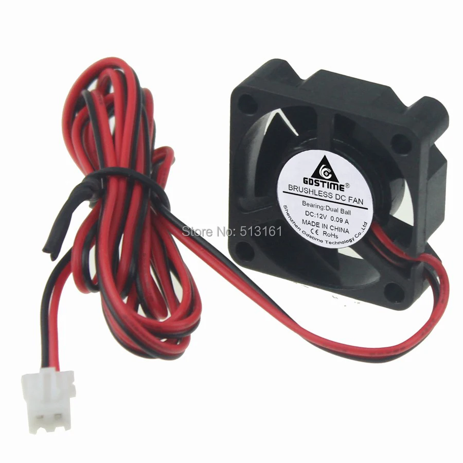 Gdstime 3D Printer 3010 Cooling Fan DC 12V 30mm Ball Bearing 2 Pin 100cm Wire 30x30x10mm