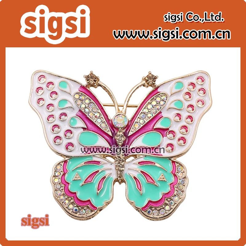 100pcs fancy new design zinc alloy enamel rhinestone butterfly crystal brooch pin for wedding/gift/party