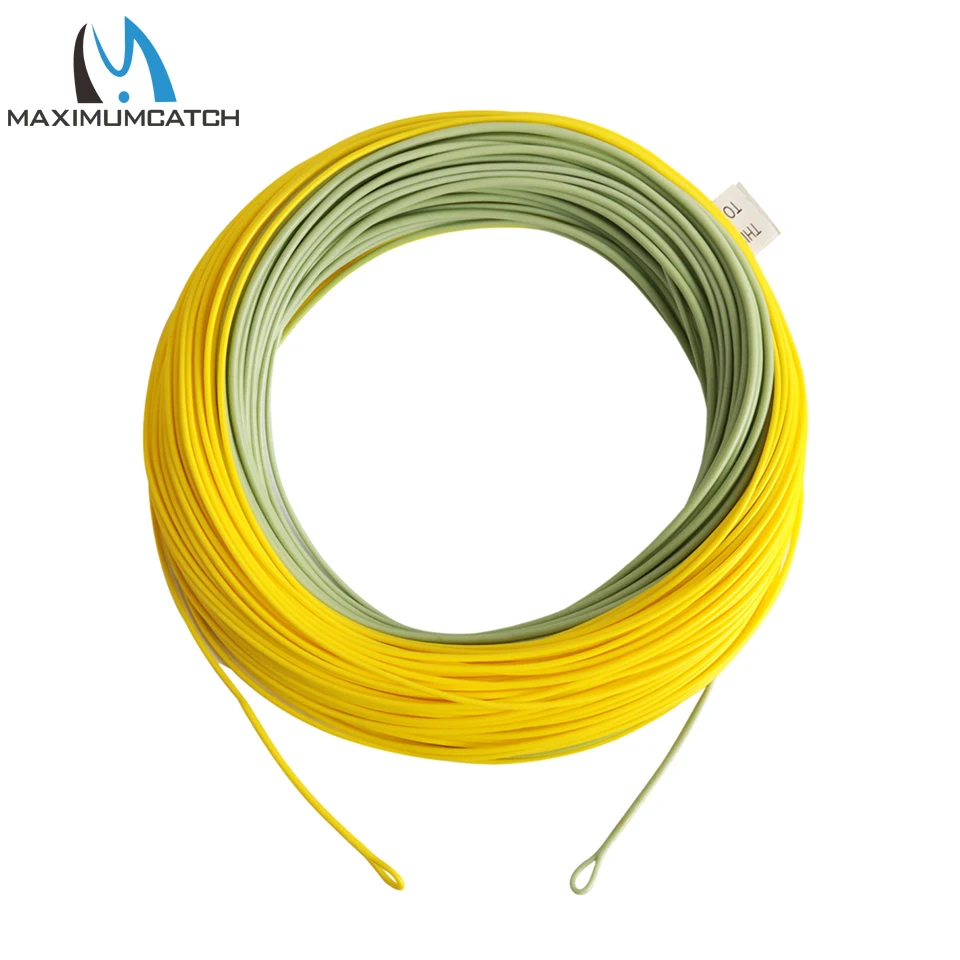 Maximumcatch 2-8WT Double Color Moss Green & Gold Weight Forward Floating Fly Fishing Line With Welded Loops 100FT Fly Line