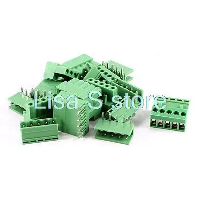 10 Pcs 5Pin 3.96mm Spacing PCB Screw Terminal Block Connector 300V 10A AWG14-26