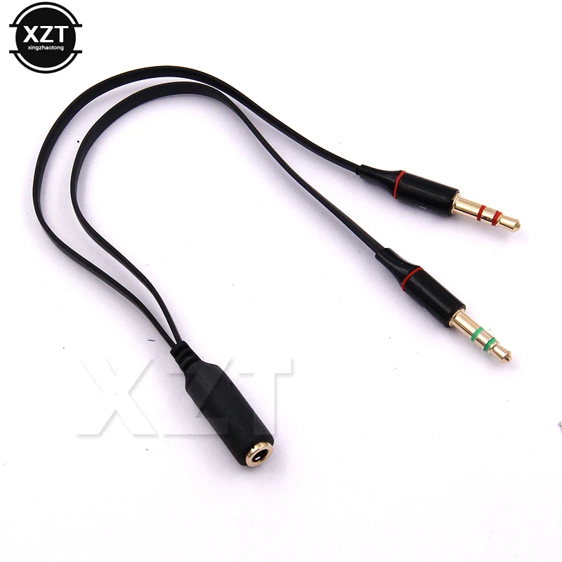 3.5mm Stereo Jack 1 Female to 2 Male Headphone Earphone Audio Cable Micphone Y Splitter Mini Adapter Connected Cord to Laptop PC