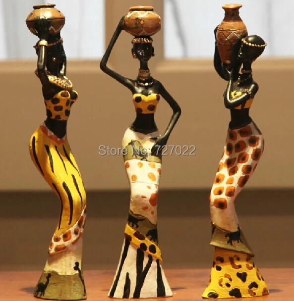 

Beauty African blacks impression blacks hold bottle resin craft ornaments home decor 3pcs/set