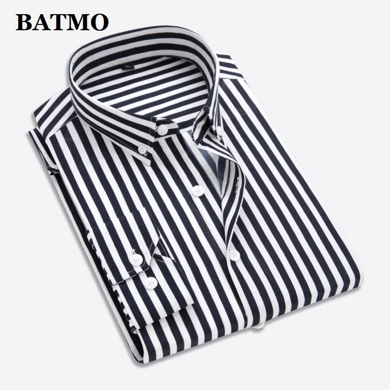 Batmo 2023 new arrival spring high quality stirped casual red shirts men,men\'s striped shirts,white shirts men plus-size S-5XL