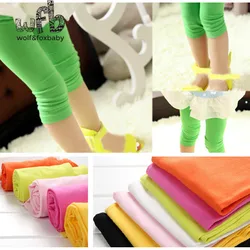 Retail 2-8years 5 fluorescent color footless girls trousers leggings kid pants clothing kids clothes children's summer