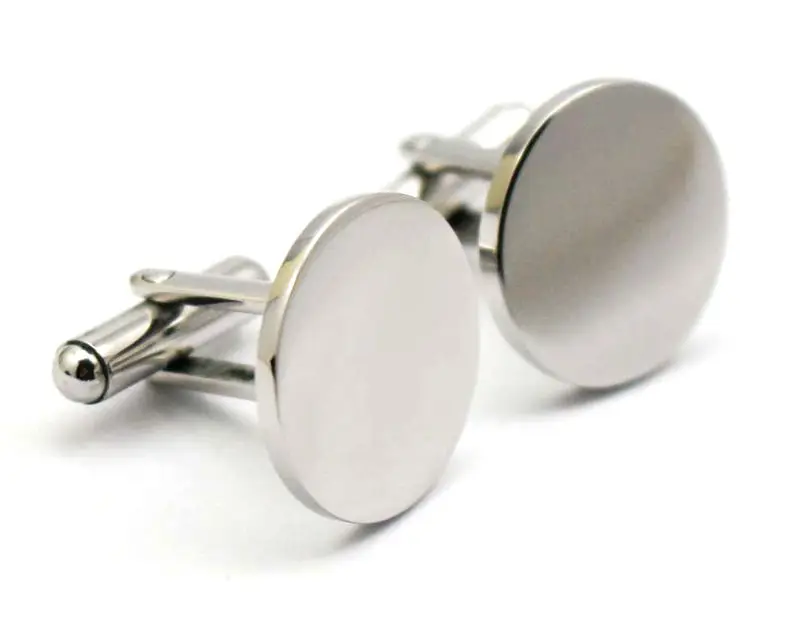 316L Stainless Steel Novelty Cufflink Shirt Circle Cufflinks Wedding Blank Round Design Men Cuff links