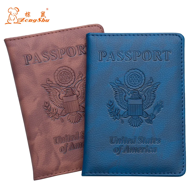 New pu leather The United States American emblem card holder bag travel ID credit ticket passport carf folder cover protective