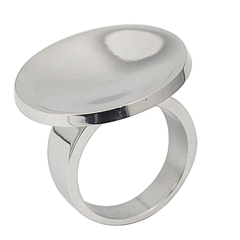 Women Stainless Steel Coin Rings Silver Color Fashion Jewelry US Size 9 8 7 6 Blank Ring 1 Piece