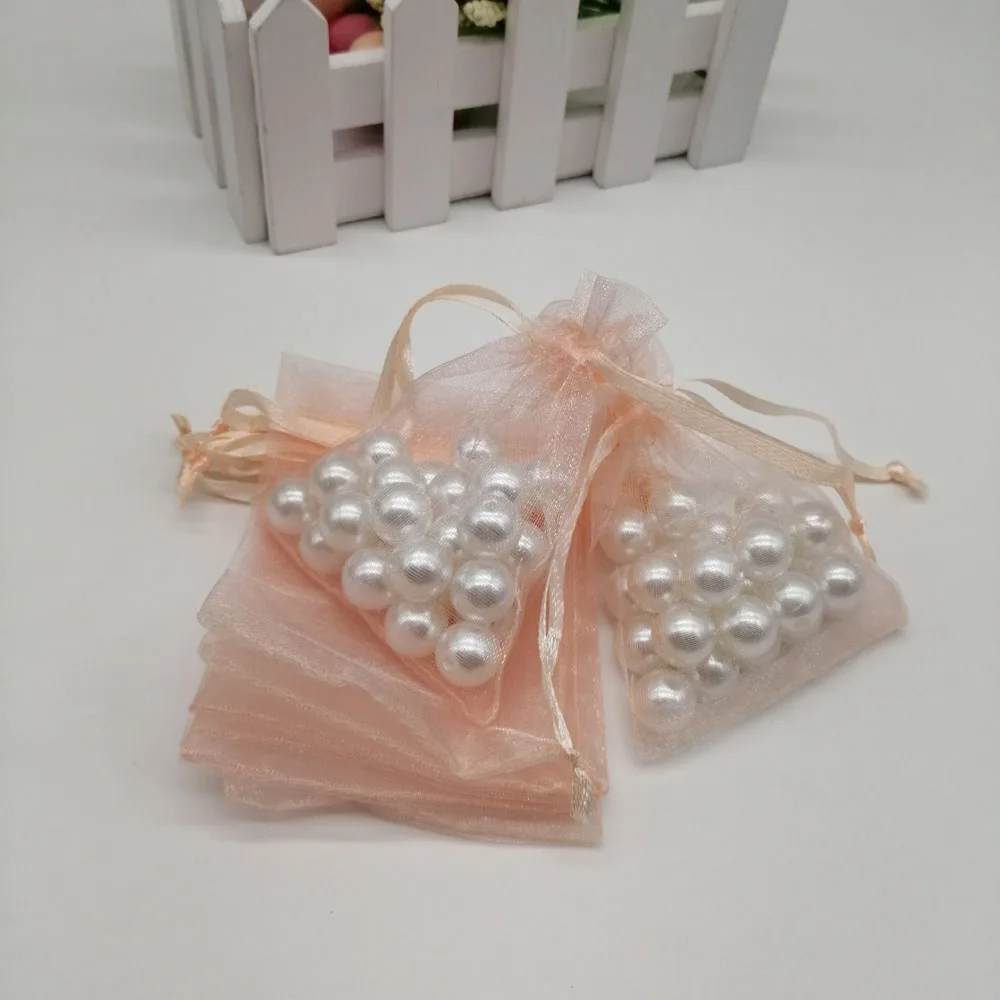 100pcs Organza Bags Champagne Organza Gift Bags For Jewelry Packaging Display Christmas Wedding Jewelry Storage Drawstring Bag