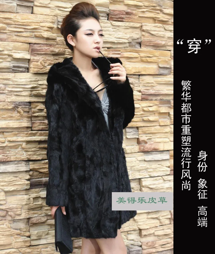 In 2017 new product imitation fur coat long coat High imitation rabbit fur coat imitation fur hooded jacket