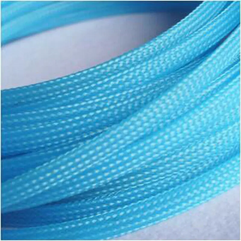 

1-50Meters Snakeskin Mesh Wire Protecting Nylon Tight PET Expandable Insulation Sheathing Braided Sleeves Fluorescent Blue