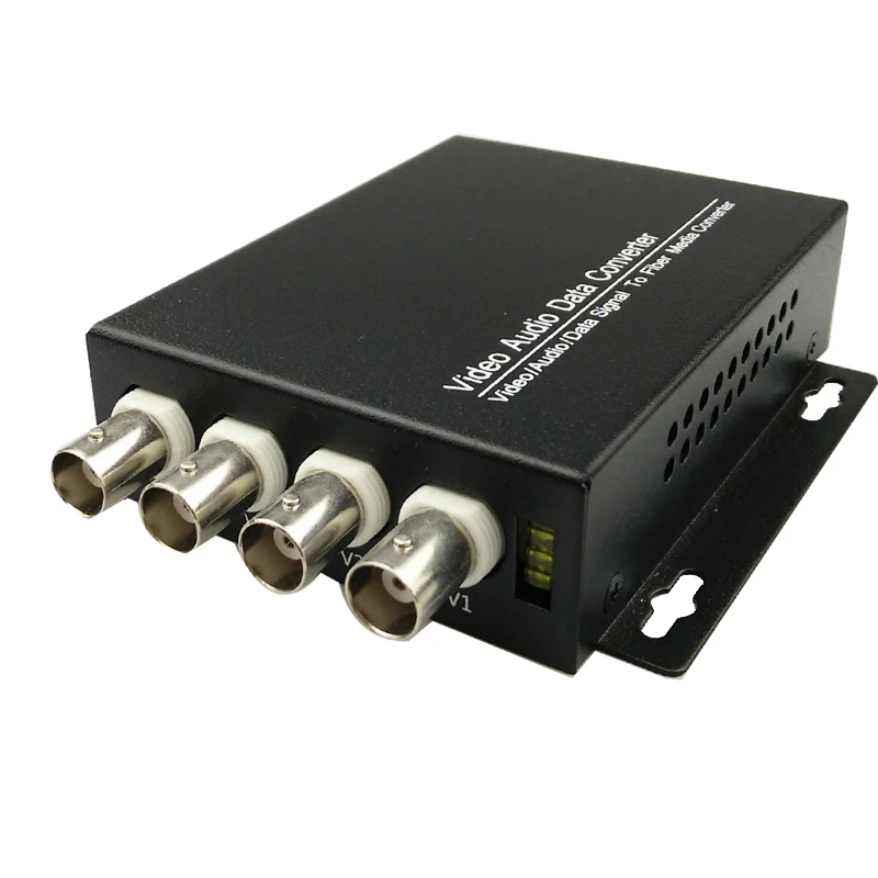 1Pair 4V Fiber Optic Video/Audio/Data Optical Transmitter Single mode fiber 4Channel digital fiber video audio data converter